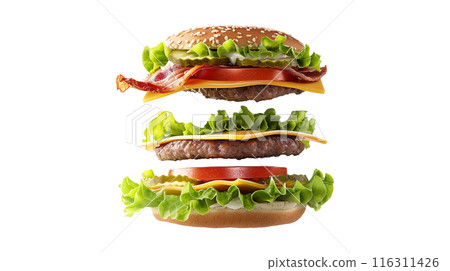 hamburger with layer on white background 116311426
