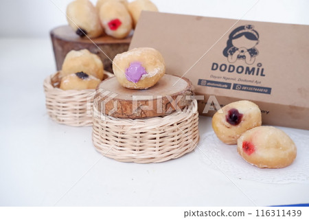 flavored ball donuts as a background 116311439