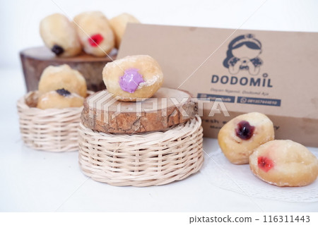 flavored ball donuts as a background 116311443