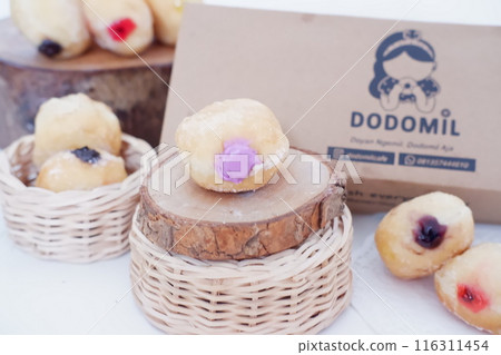 flavored ball donuts as a background 116311454
