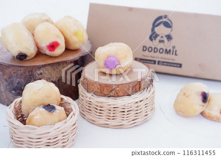 flavored ball donuts as a background 116311455