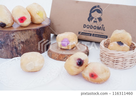 flavored ball donuts as a background 116311460