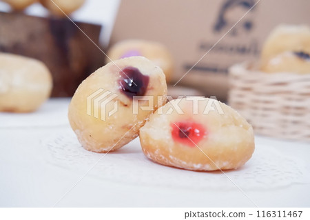 flavored ball donuts as a background 116311467
