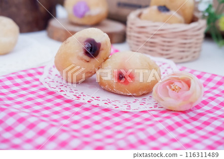 flavored ball donuts as a background 116311489