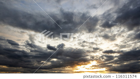 colorful dramatic sky with cloud at sunset 116311574