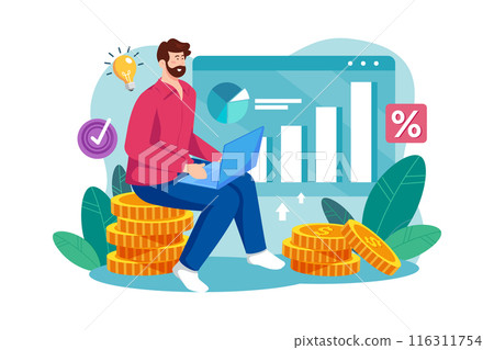 Man investor works on his laptop 116311754