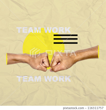 Two hands giving fist bumps together 116311757
