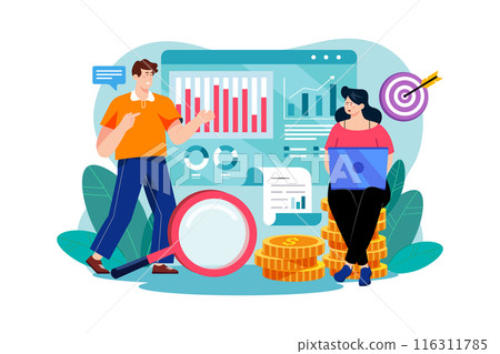 Business income tracking Illustration concept. A flat illustration isolated on white background 116311785