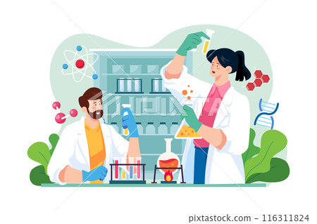Lab assistant working in a laboratory Lab assistant working in a laboratory 116311824