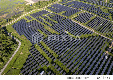 Solar photovoltaic panel power station on the top of the mountain Solar photovoltaic panel power station on the top of the mountain 116311835