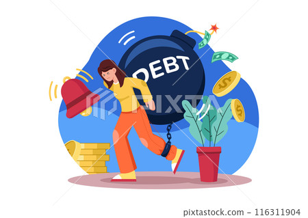 Women With Financial Debt Illustration concept on white background 116311904