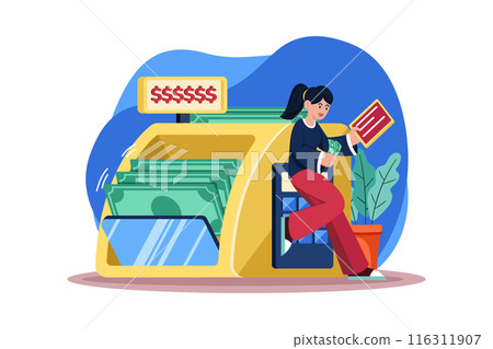 Woman Counts The Money She Earns Woman Counts The Money She Earns 116311907