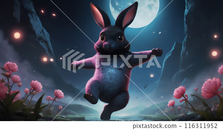 A landscape with rabbits from another world AI image 116311952