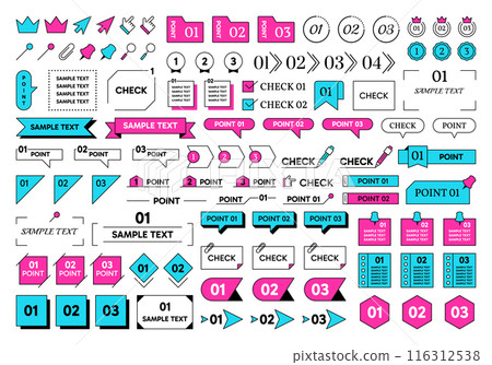 Line frames. Text title design. Check point. Bullet icon or ribbon figure. Simple box or border. Number tags. Diary sticker. Plan header. Pin and folder. Vector scrapbook labels set Line frames. Text title design. Check point. Bullet icon or ribbon figure. Simple box or border. Number tags. Diary sticker. Plan header. Pin and folder. Vector scrapbook labels set 116312538