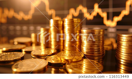 Stack of gold coins 116313449