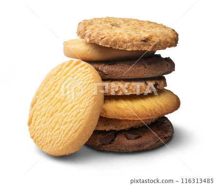 Stacks of different kinds of cookies Stacks of different kinds of cookies 116313485