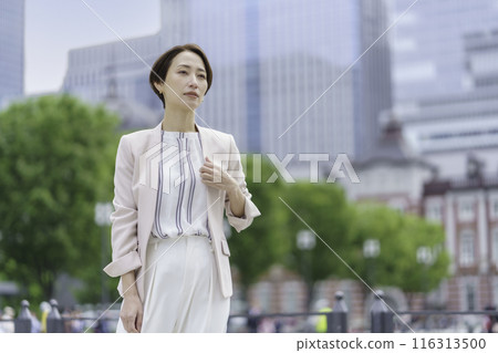 站立在辦公室鎮的女商人 116313500