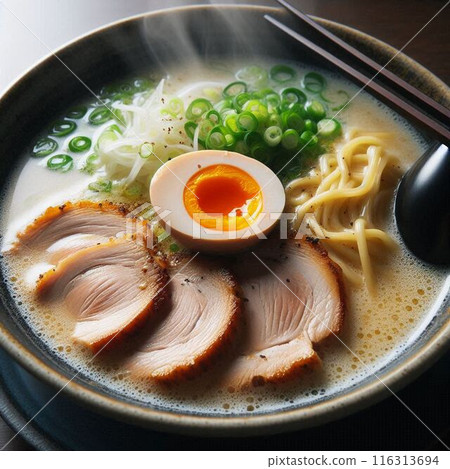 Pork bone ramen realistic illustration 116313694