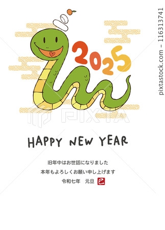 2025 Year of the Snake New Year's card design 116313741
