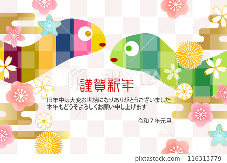 蛇新年卡可愛背景 116313779