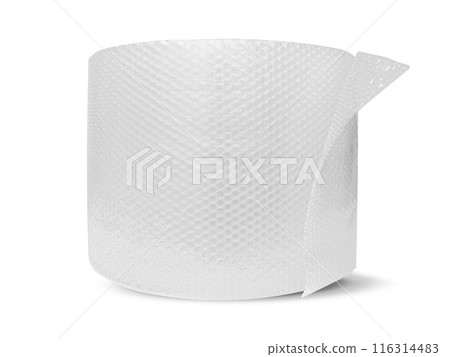 a roll of bubble wrap, which is a type of plastic sheeting with small, air-filled bubbles that is used to protect fragile items during shipping. 116314483