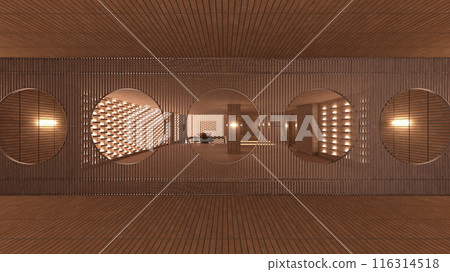 精心設計的木格子走廊 116314518