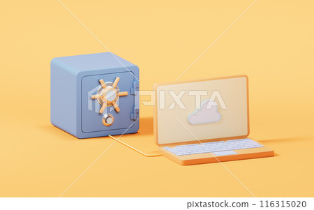 Cloud computing with safety box, 3d rendering. 116315020