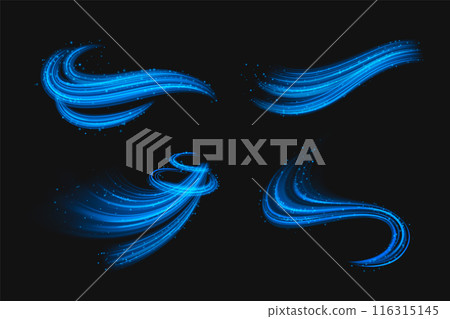 Circle and wave blue wind effect with particles. 116315145