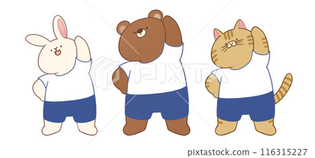 Animals doing radio exercises Animals doing radio exercises 116315227