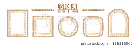 Greek key pattern seamless borders collection 116316005