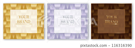 Set of luxury gold elegant cards, vector premium hand drawn seamless background templates. Golden, silver and brown colour Set of luxury gold elegant cards, vector premium hand drawn seamless background templates. Golden, silver and brown colour 116316390