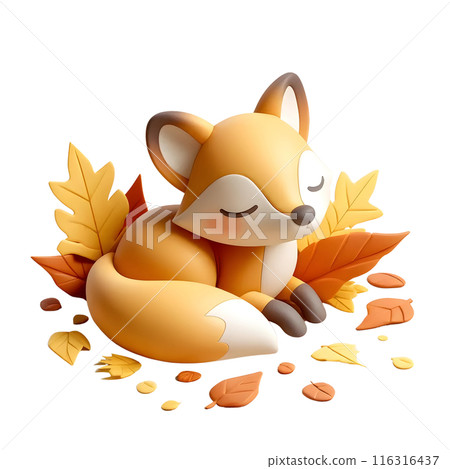 3d fox in autumn  3d fox in autumn  116316437