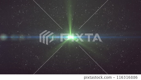 Image of glowing lights over night sky with stars 116316886