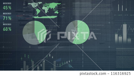 Image of financial data processing over grey background Image of financial data processing over grey background 116316925