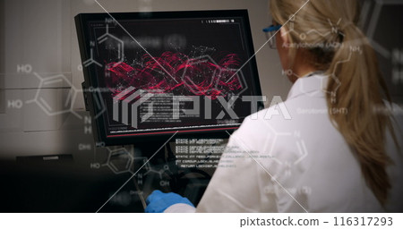 Image of data processing over caucasian female doctor using computer Image of data processing over caucasian female doctor using computer 116317293