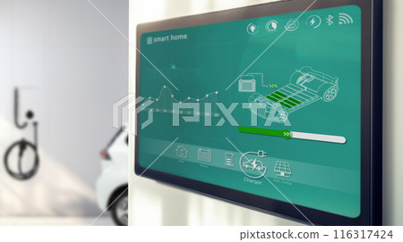 Smart home technology, wall system and couple with digital dashboard for display charger status , safety security network or house automation. Smart home technology, wall system and couple with digital dashboard for display charger status , safety security network or house automation. 116317424
