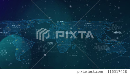 Data processing over a world map on a transparent background 116317428