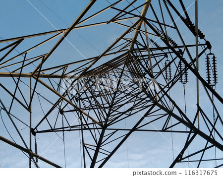 A picture of electric tower with selective focus 116317675