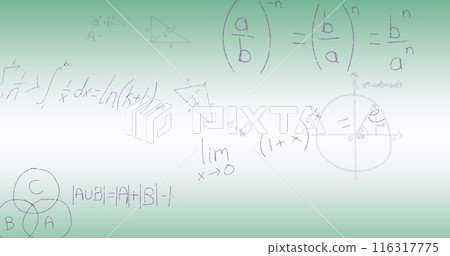 Image of mathematical data processing on green background 116317775