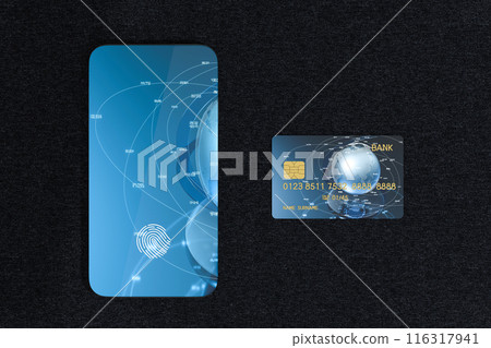 Bank cards and mobile phone with fingerprint 116317941