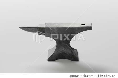 Metal anvil with black background, 3d rendering. 116317942