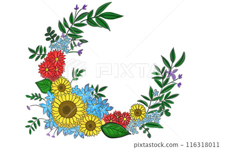 Colorful sunflower half wreath Colorful sunflower half wreath 116318011