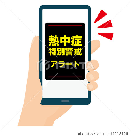 中暑特別警告警報智慧型手機螢幕-手持 116318106