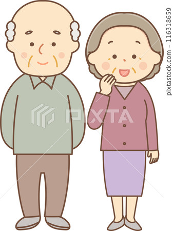 老夫婦微笑著站著 116318659