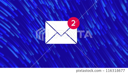 Image of social media email icon and data processing over lights 116318677
