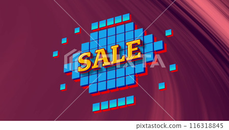Image of sale text with squares shapes over purple background Image of sale text with squares shapes over purple background 116318845