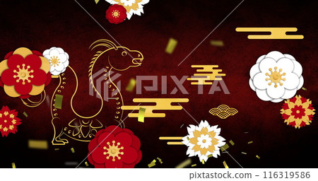 Image of dragon and chinese pattern 116319586