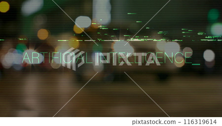 Image of artificial intelligence text over cityscape 116319614