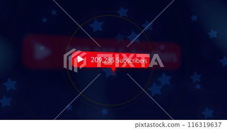 Image of media icon and shapes on blue background 116319637