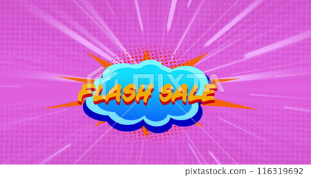 Image of Flash Sale text written over speech bubble on stripes moving in hypnotic motion in seamless Image of Flash Sale text written over speech bubble on stripes moving in hypnotic motion in seamless 116319692